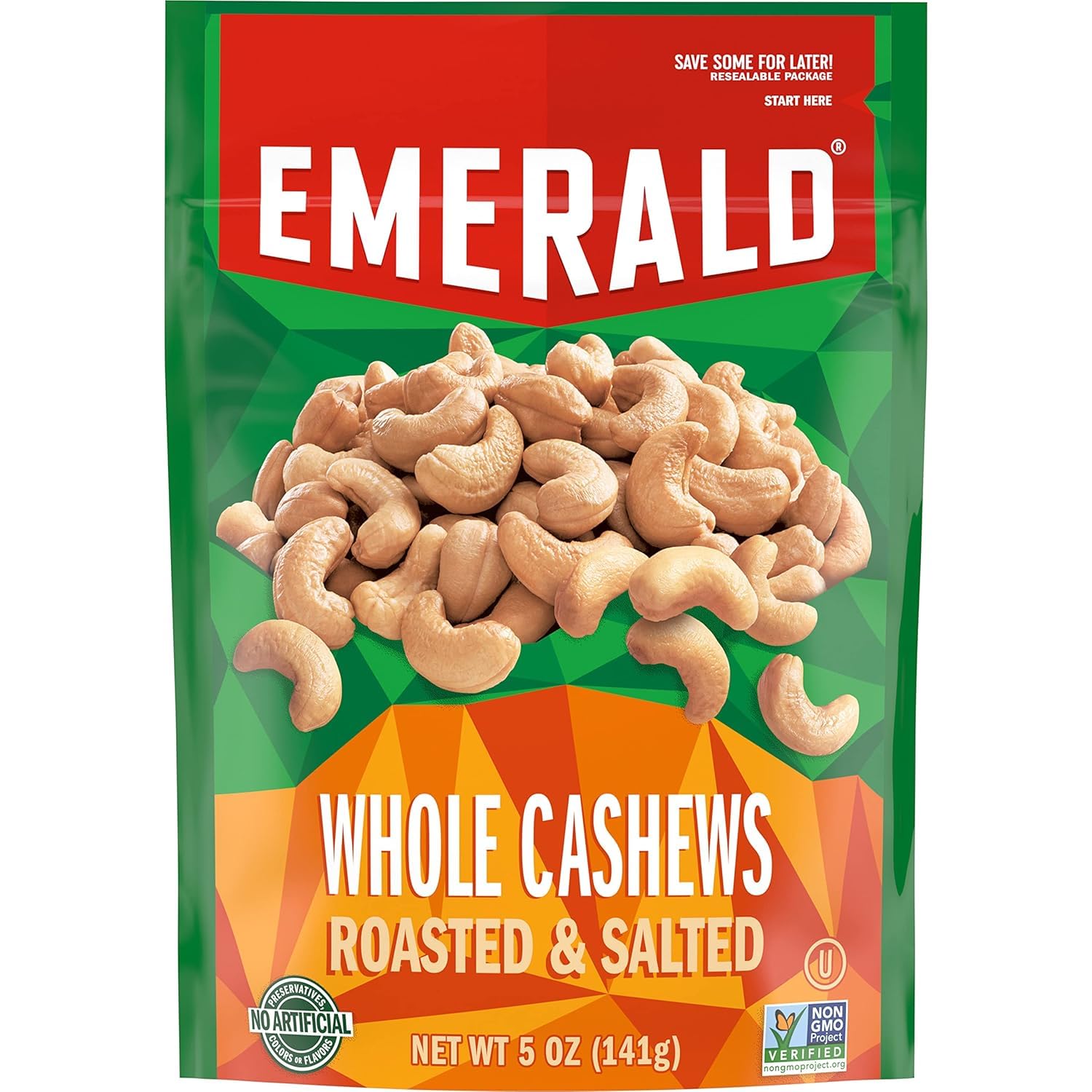 Emerald Roasted & Salted Whole Cashews (Pack of 1)