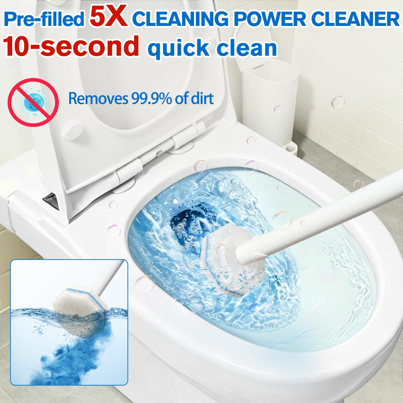 XFKJOR Toilet Brush and Holder Set - Disposable Toilet Wand Refills with Toilet Bowl Cleaners, Toilet Wand Kit Includes 20 Refill Heads, Wand