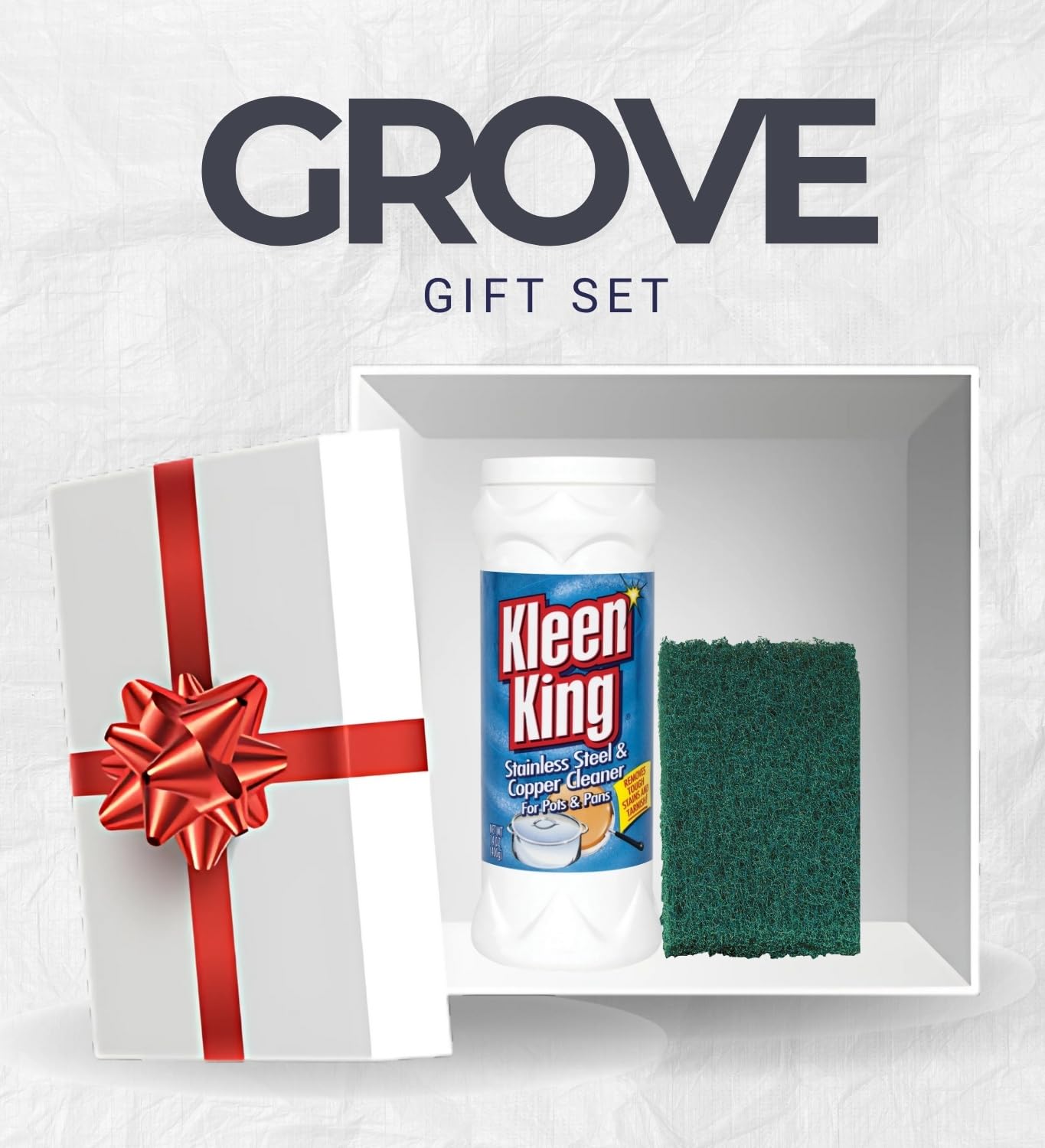 Kleen King Fresh Clean Scent Metal Cleaner 14 oz Powder Bundle with Scouring Pad - Cleans and Restores Stainless Steel, Cookware, and Metal Surfaces