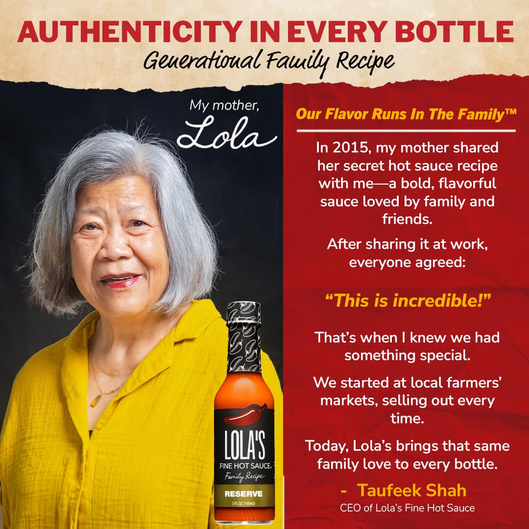 Lola’s Family Reserve Hot Sauce | Carolina Reaper & Habanero Blend | Ultra Spicy | 0 Calories, 0g Fat, Low Sodium | All-Natural, Vegan, Gluten-Free |