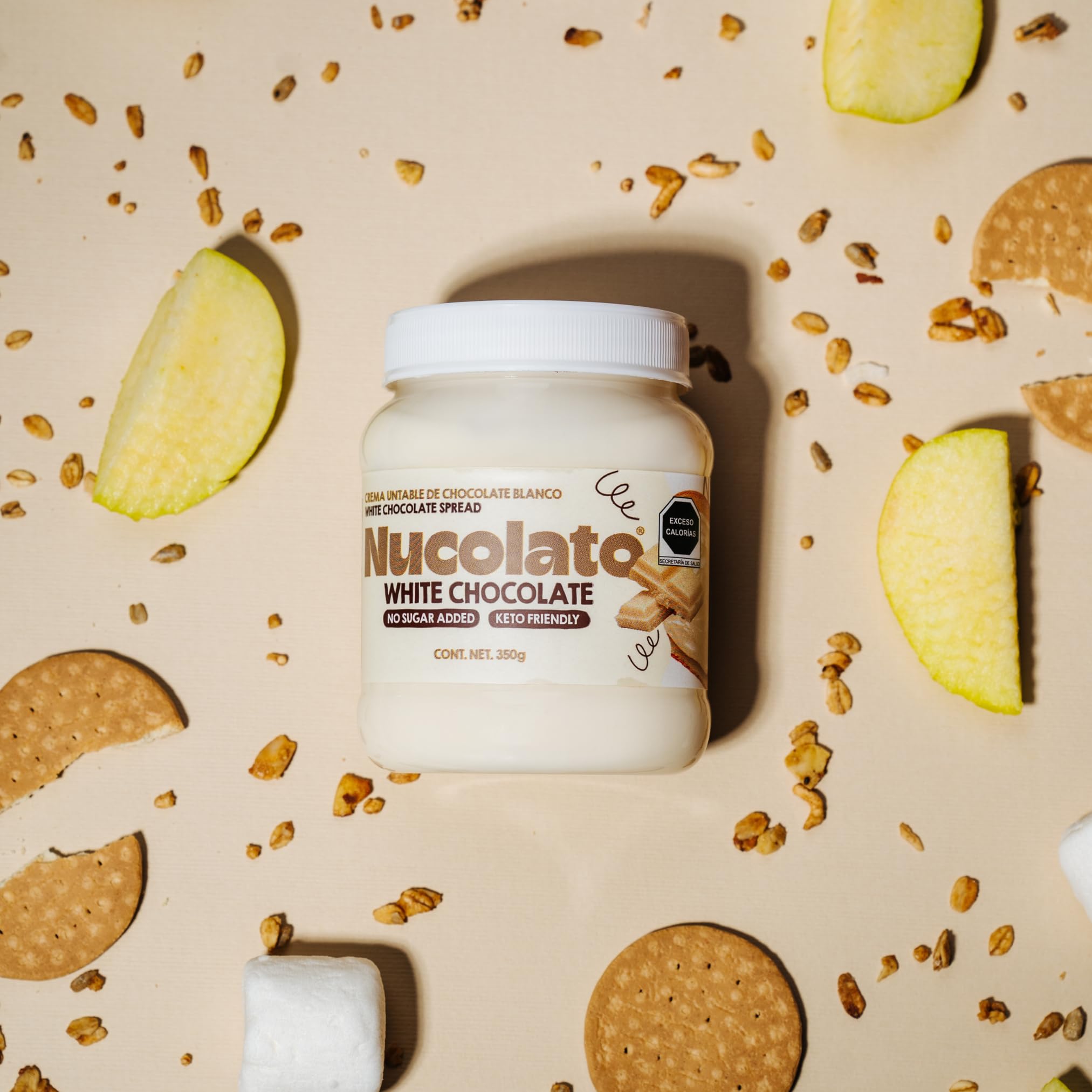 NUCOLATO | White Chocolate Spread | 12.3 oz - 350 g | Keto Friendly - No Sugar Added | Best Low Carb Dessert - Food Snacks | Perfect Topping for Cake