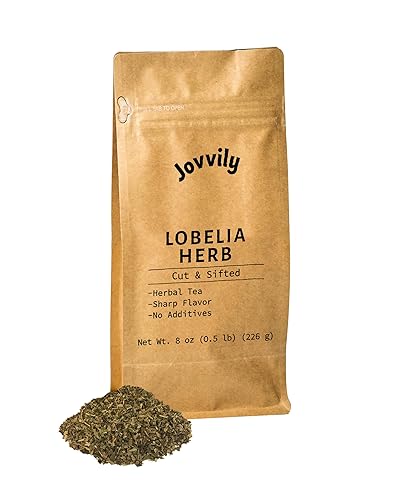 Jovvily Lobelia Herb, Cut & Sifted, Herbal Tea (8 Ounce)