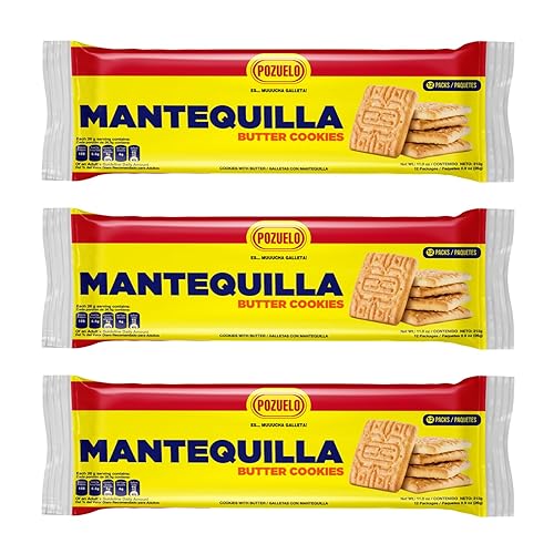 Pozuelo Mantequilla Butter Cookies | Made with Real Butter | Great with Coffee | 11.0 OZ (Pack of 3)