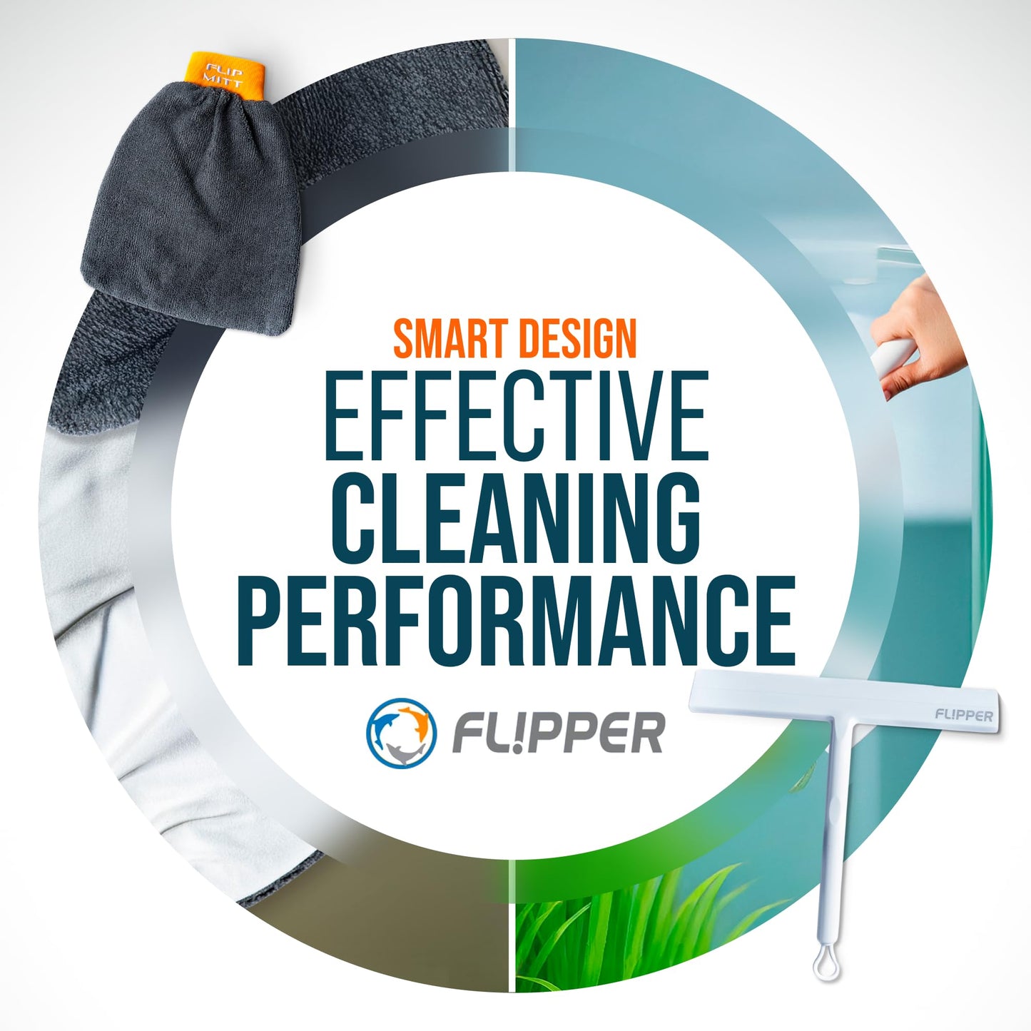 Flipper Squeegee & Mitt All-in-One Cleaning Solution - Streak-Free Glass & Surface Cleaner