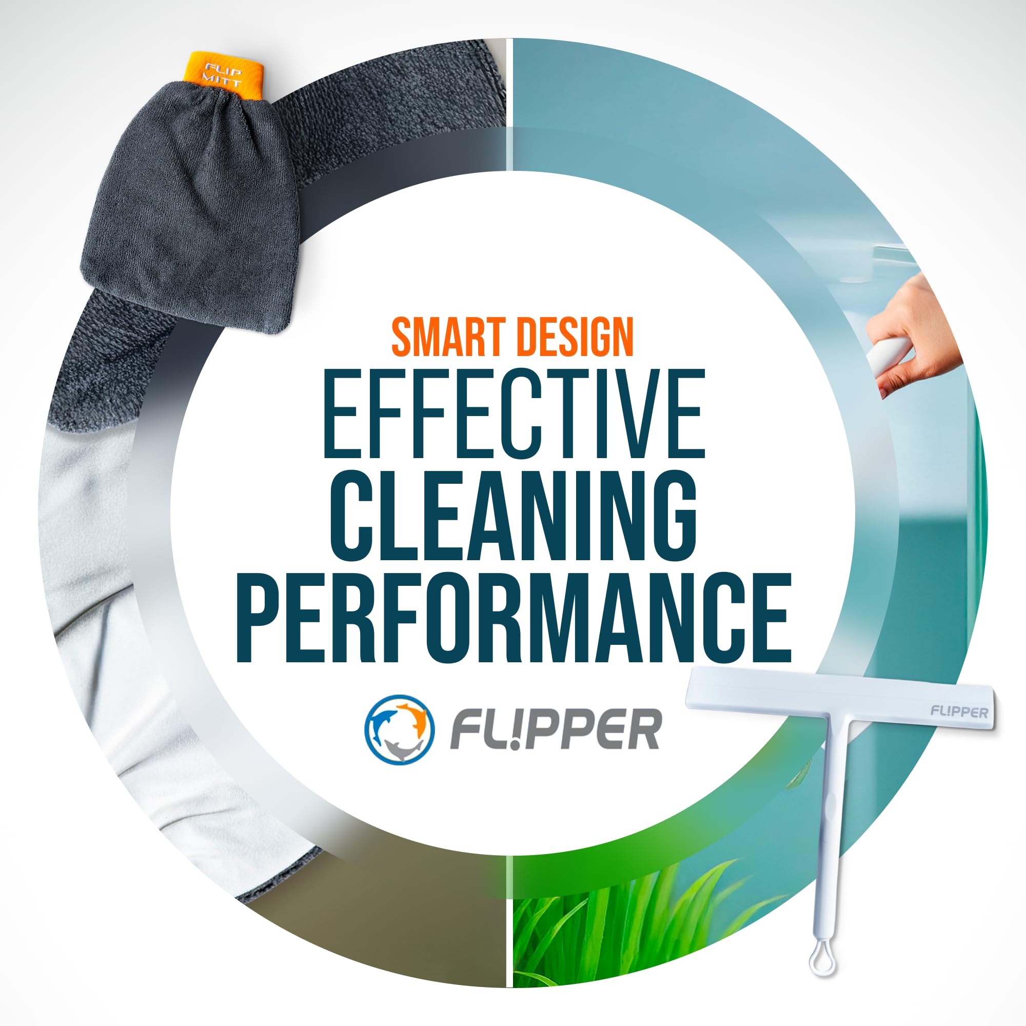 Flipper Squeegee & Mitt All-in-One Cleaning Solution - Streak-Free Glass & Surface Cleaner