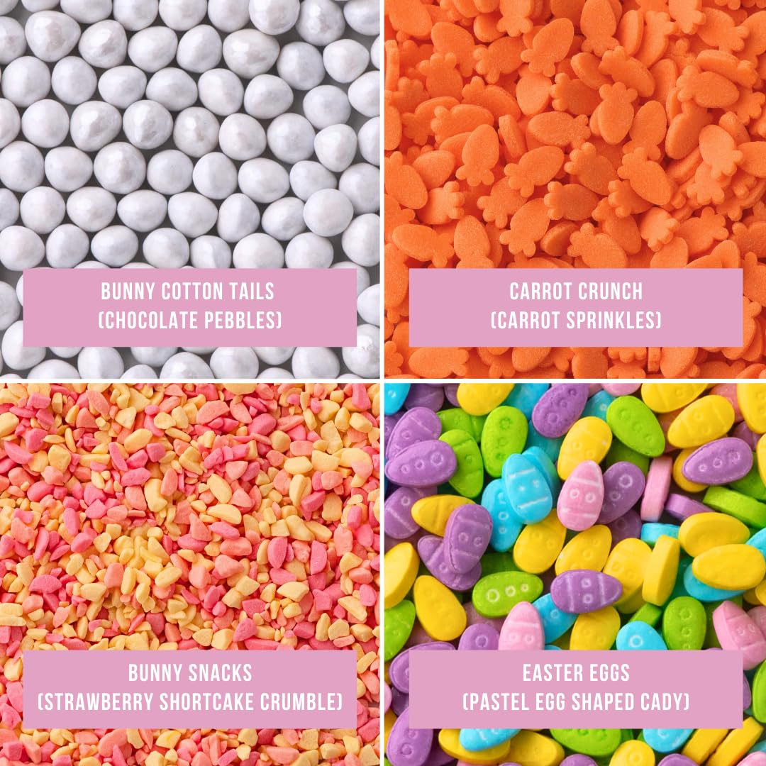Sweets Indeed Easter Bunny Candy Topper 4-Pack - Crumblefetti Candy Toppings for Ice Cream, Cupcakes, Hot Cocoa & Cookies | Fun Holiday Bunny Treat