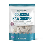 Amazon Grocery, Colossal Raw Shrimp, Tail On, Peeled & Deveined, 12 Oz, Frozen