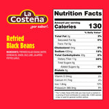La Costeña Refried Black Beans - 60 Second Microwave Ready to Eat Meals for Mexican Food, Mexican Rice, Nacho Bean Dip, Bean Burrito, Burger, Carne