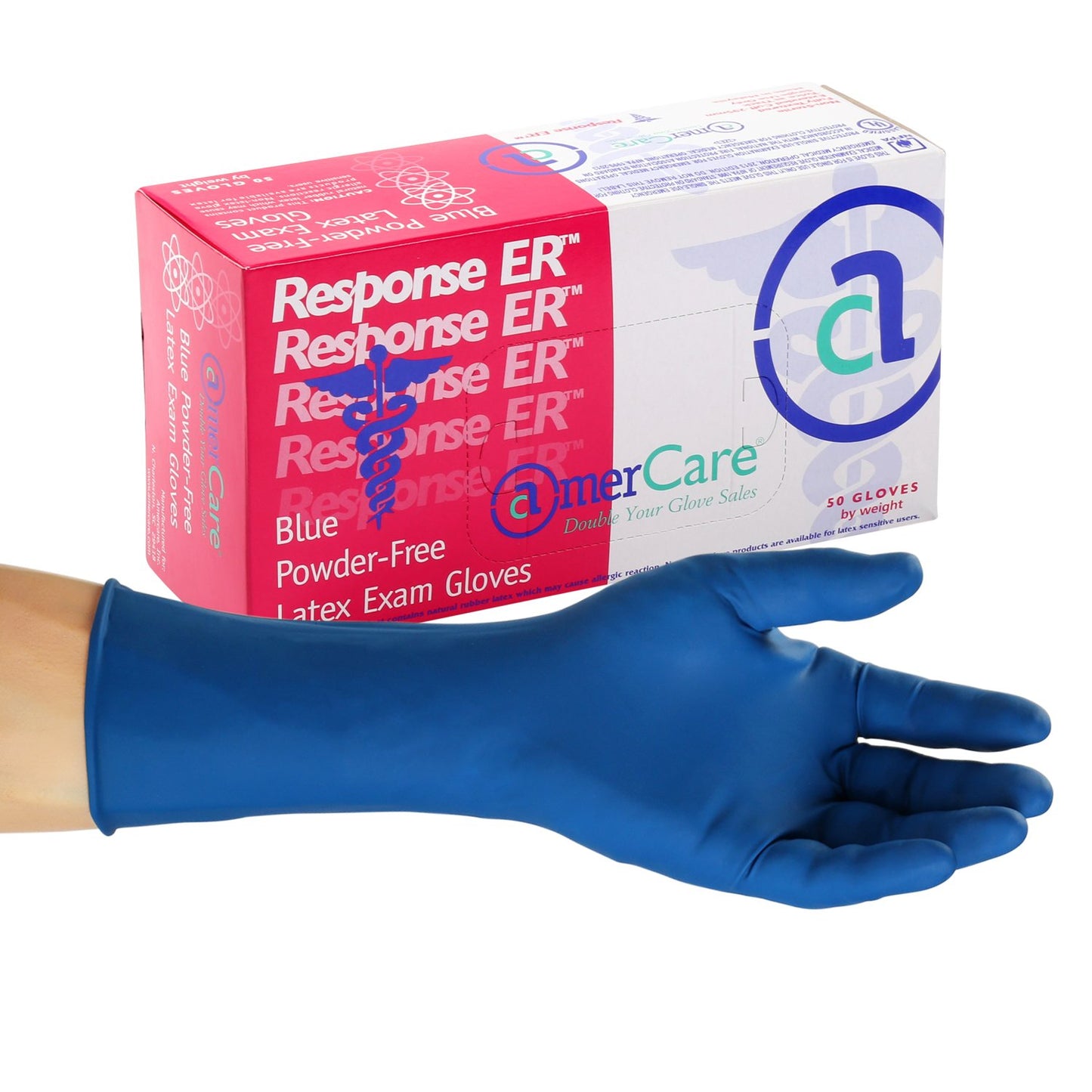 AmerCare Response ER Powder Free Latex Exam Gloves for Medical Professionals, Small, Case of 500