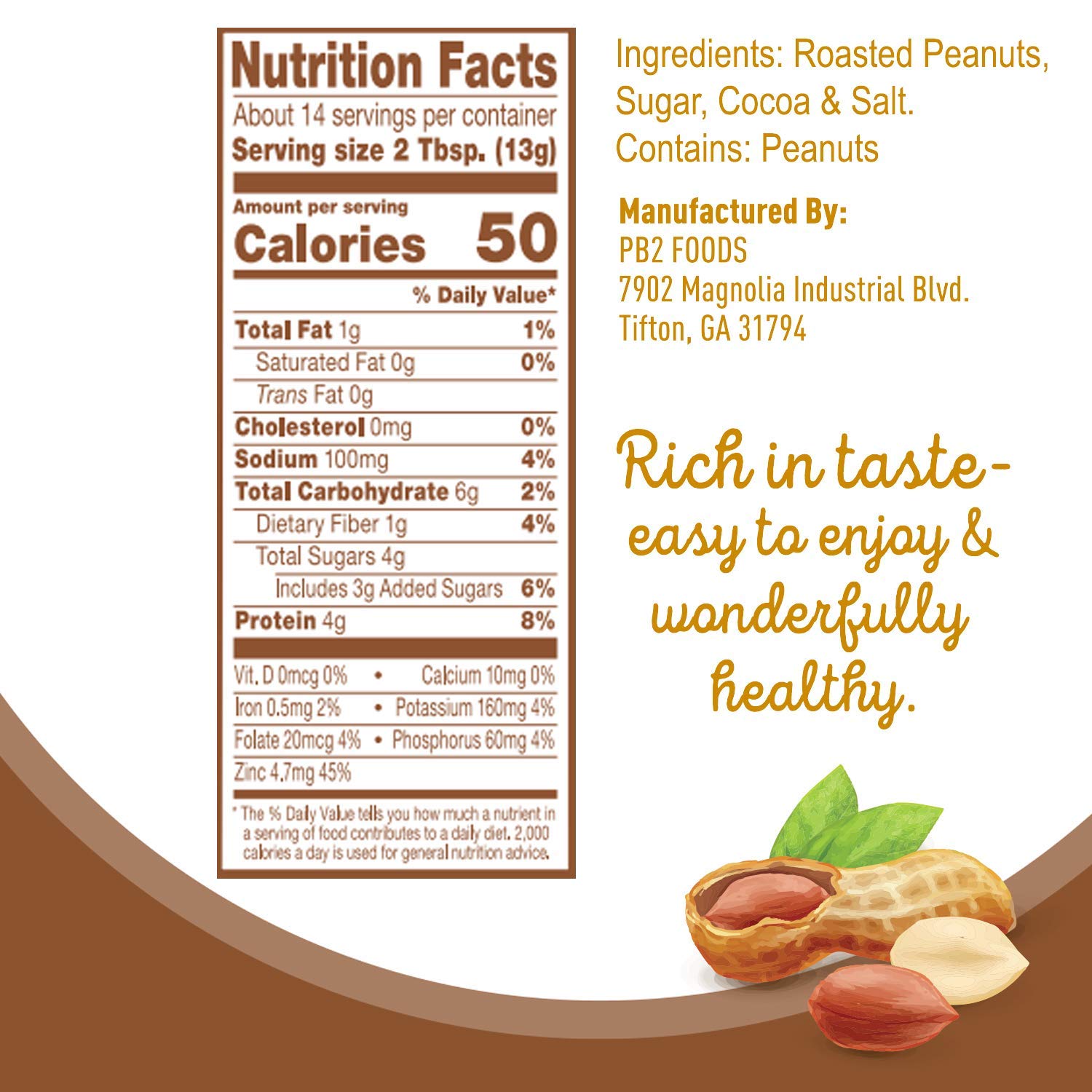 Bell Plantation Powdered Peanut Butter with Chocolate, 6.5 Ounce - 12 per case.