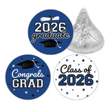 DISTINCTIVS Class of 2026 Graduation Candy Stickers for Chocolate Drops, Blue Grad Party Favors - 216 Count