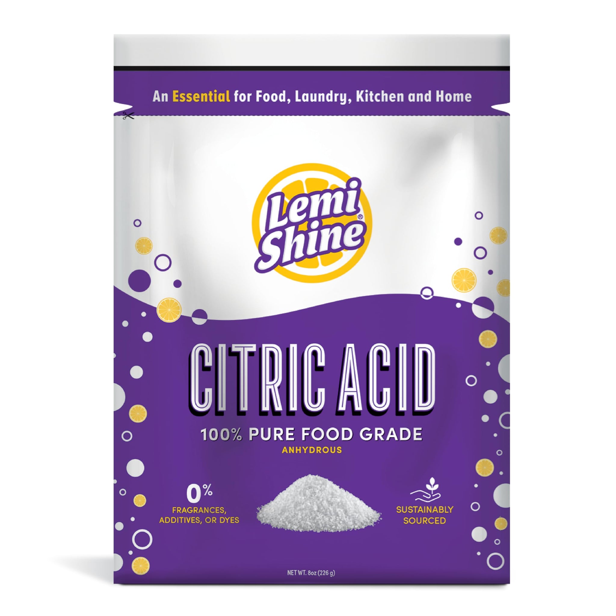 Lemi Shine 100% Citric Acid Powder l Pure Food-Grade Flavor Enhancer & All-Natural Preservative | Fragrance Free Citric Acid for Mini Bath Bombs
