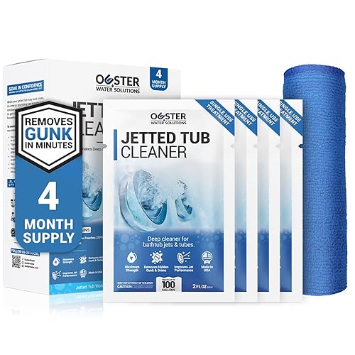 Bio Ouster Jetted Tub Cleaner Kit - Jet and Jacuzzi Tub Cleaner for Jets, Tubes, and Bathtubs - Includes Microfiber Towel - Professional Grade