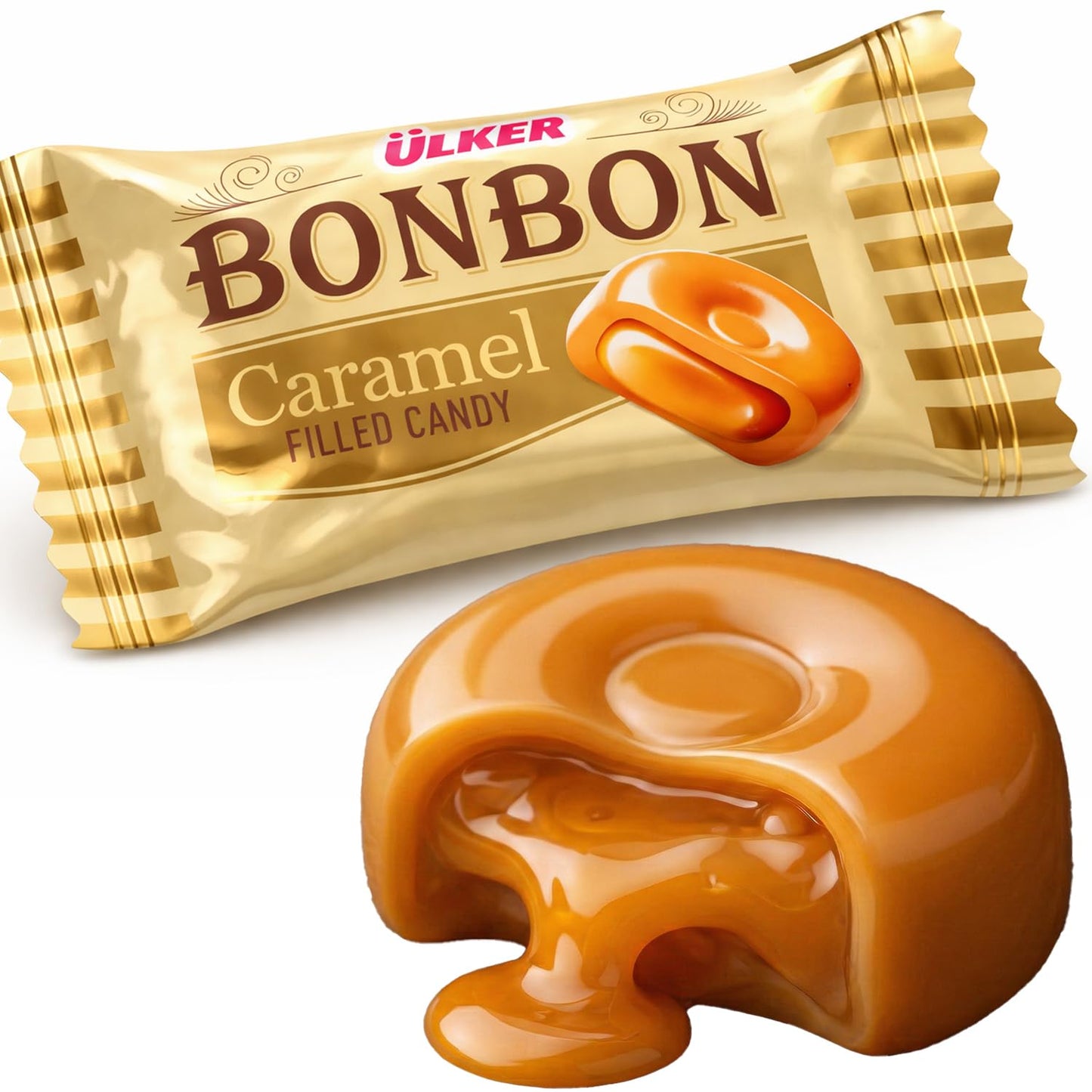 Ceres Gourmet Bonbon Cream Filled Caramel Hard Candy, Individually Wrapped Caramel Candy, Classic Turkish Caramel Treat, 150g Bags (Pack of 6), Bulk