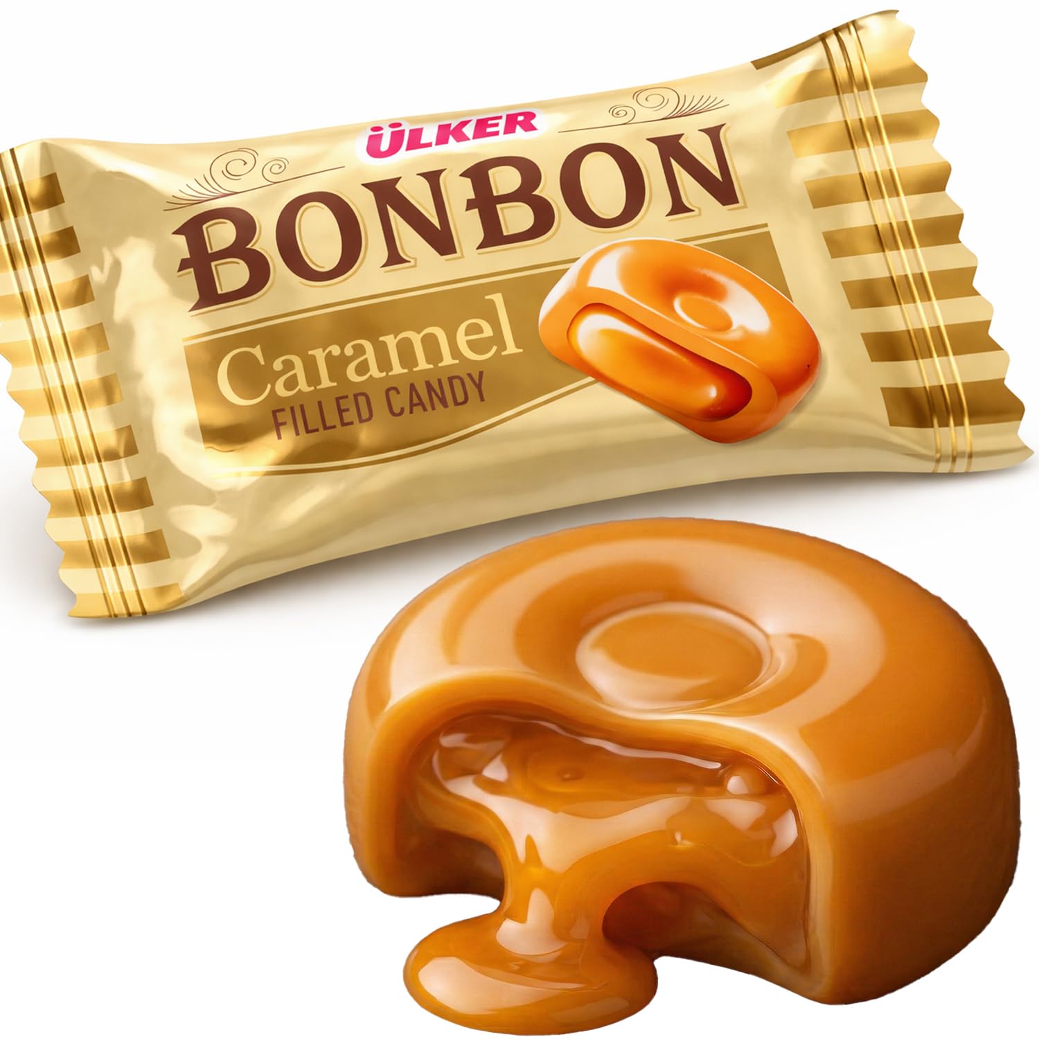 Ceres Gourmet Bonbon Cream Filled Caramel Hard Candy, Individually Wrapped Caramel Candy, Classic Turkish Caramel Treat, 150g Bags (Pack of 6), Bulk