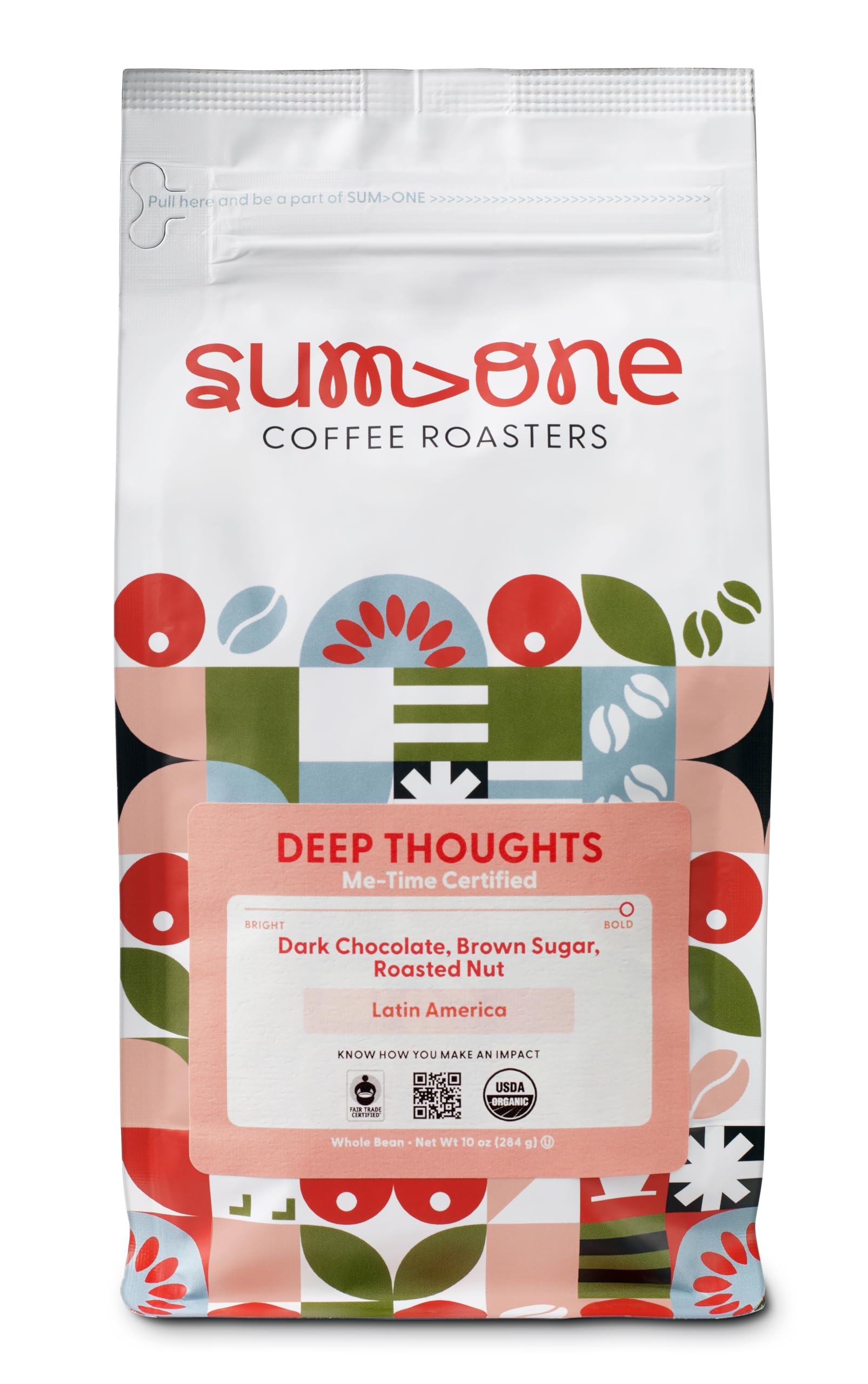 Deep Thoughts - Me-Time USDA Certified Organic Fair Trade Dark Roast Coffee | Whole Bean or Ground | Rich, Bold Flavor with Dark Chocolate, Brown