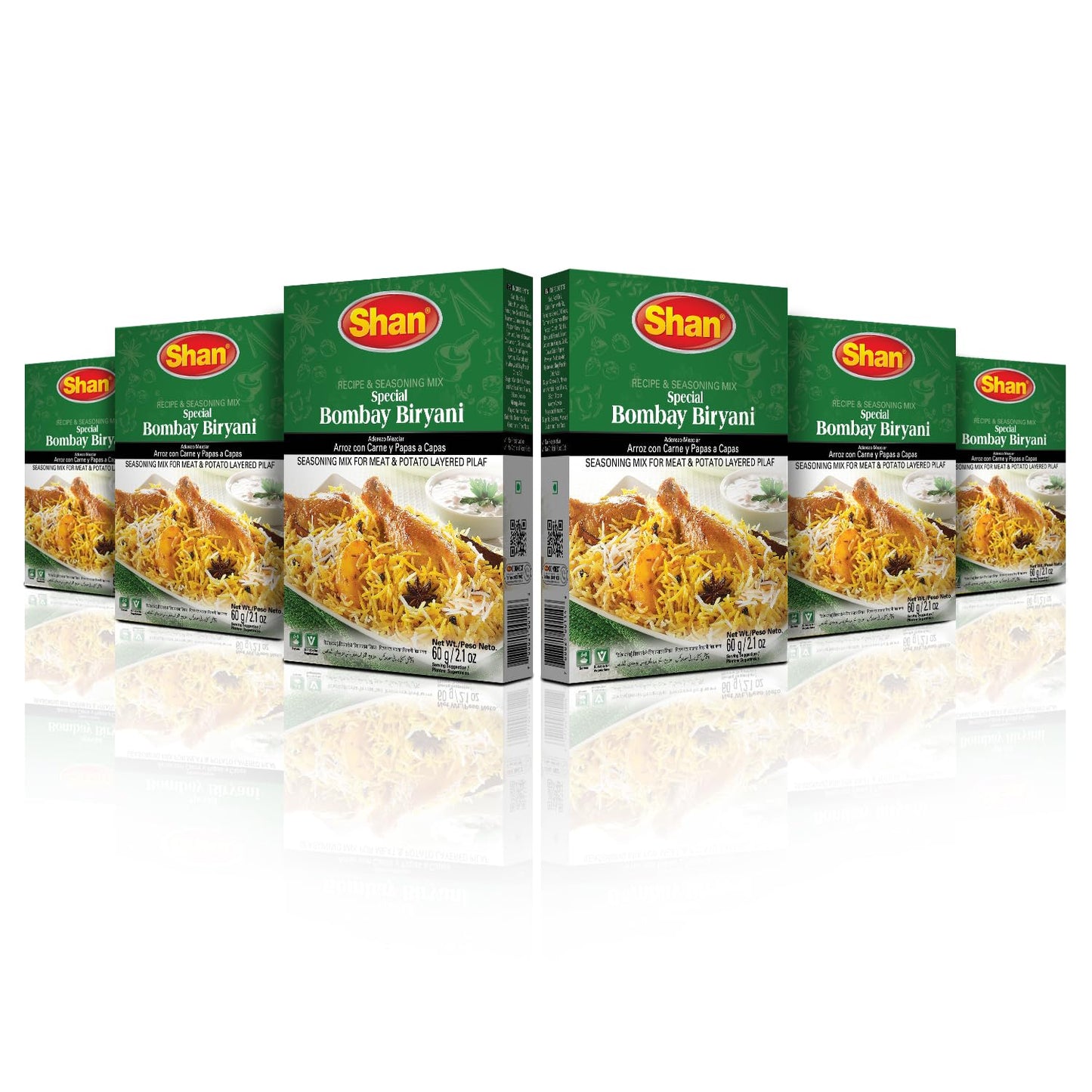 Shan - Bombay Biryani Seasoning Mix (60g) Spice Mix for Meat Pilaf, (Pack of 6)