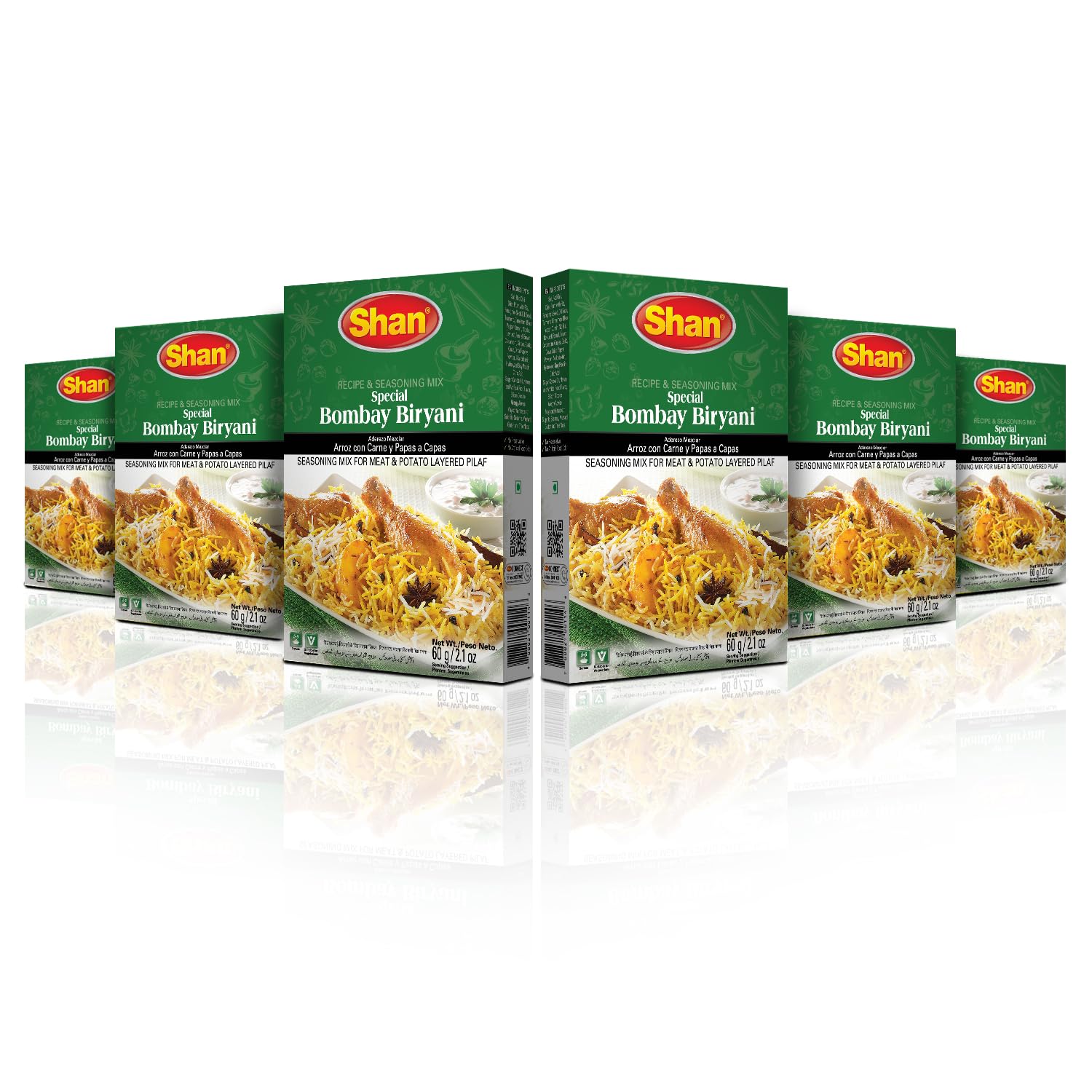Shan - Bombay Biryani Seasoning Mix (60g) Spice Mix for Meat Pilaf, (Pack of 6)