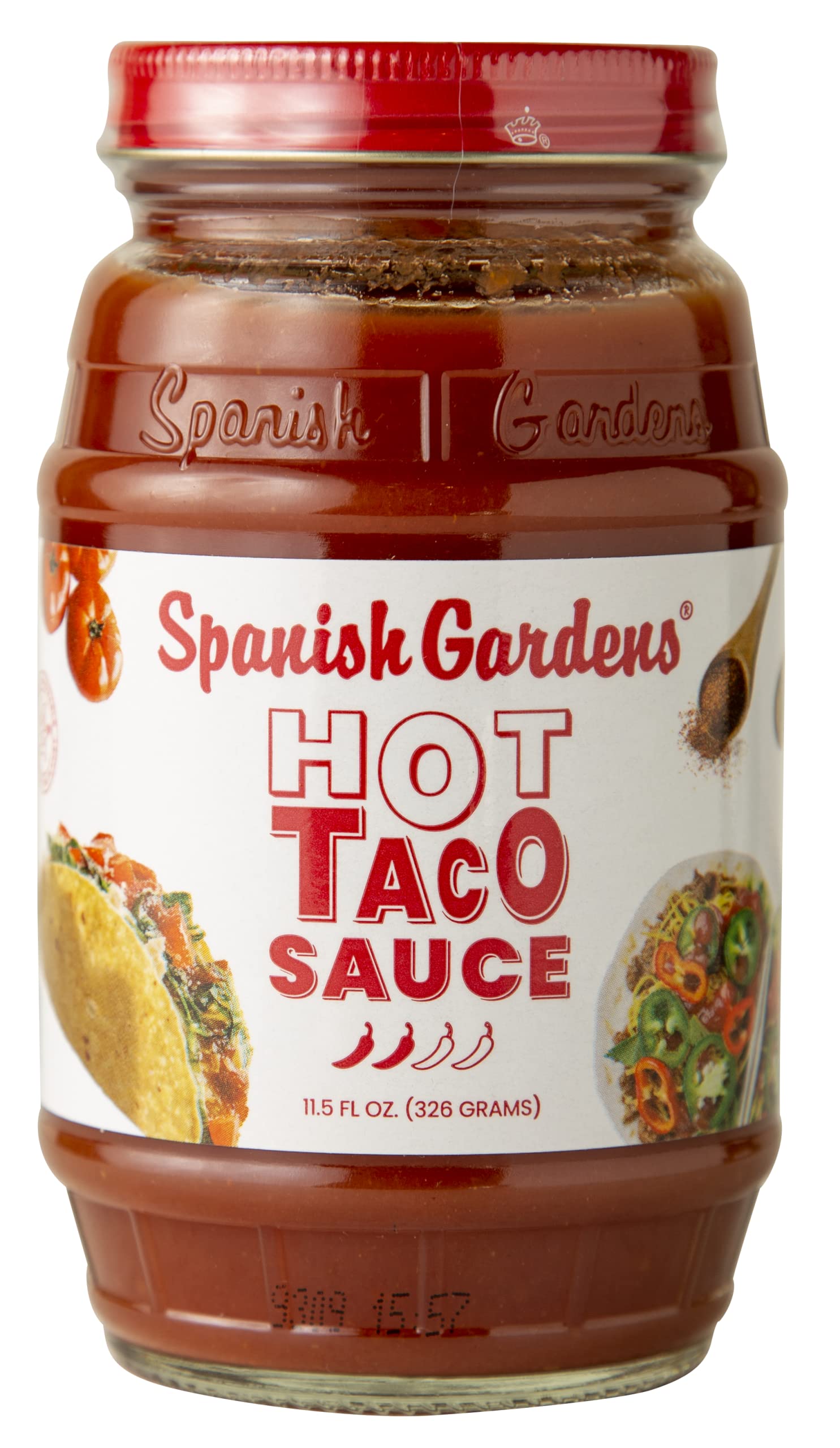 Spanish Gardens Taco Sauce (6 Pack) - Hot Taco Sauce for Authentic Mexican Food - Original Family Recipe, Spicy Sauce for Tex Mex Food (11.5 oz)