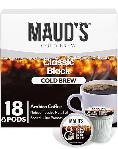 Maud's Cold Brew Dark Roast Coffee Pods, 18 ct, Single Serve Pods - 100% Arabica Coffee, Compatible with Keurig K Cups Maker