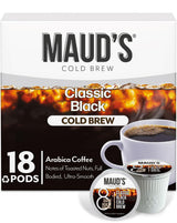 Maud's Cold Brew Dark Roast Coffee Pods, 18 ct, Single Serve Pods - 100% Arabica Coffee, Compatible with Keurig K Cups Maker