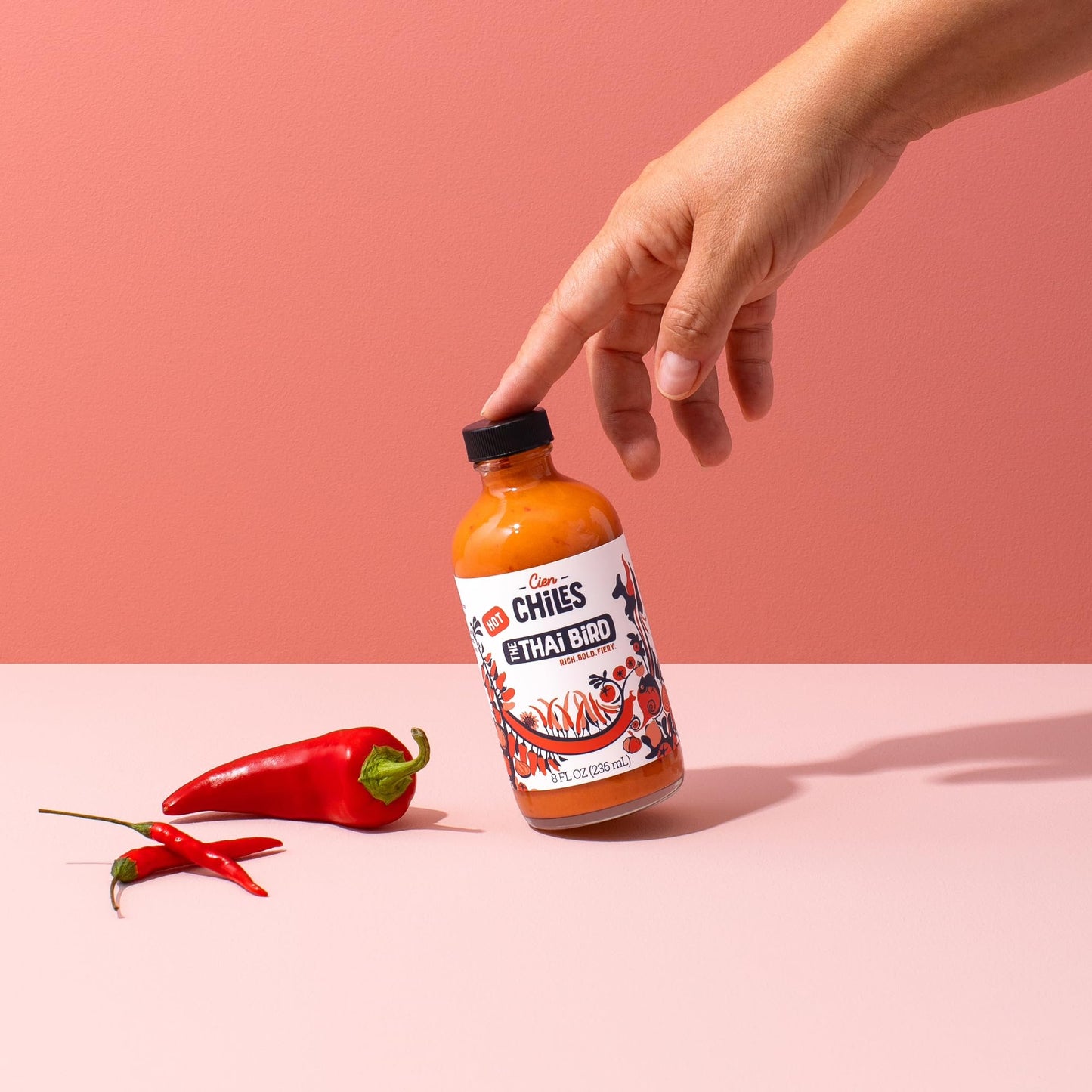 Cien Chiles The Thai Bird | All Natural Sauce | Zero Sugars, Non-GMO, Gluten-Free, Vegan | 8 OZ Bottles (1-Pack)