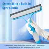 3-in-1 Window Cleaning Scraper with Built-in Spray Bottle, Squeegee and Brush | Multi-Surface Cleaning Tool | Perfect for Shower Glass, Mirrors