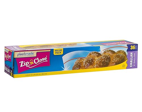 Plastimade Zip'n'Close Disposable Plastic Resealable Storage Bags, 2 Gallon Size, 36 Bags, Great For Thanksgiving Home, Office, Vacation, Traveling