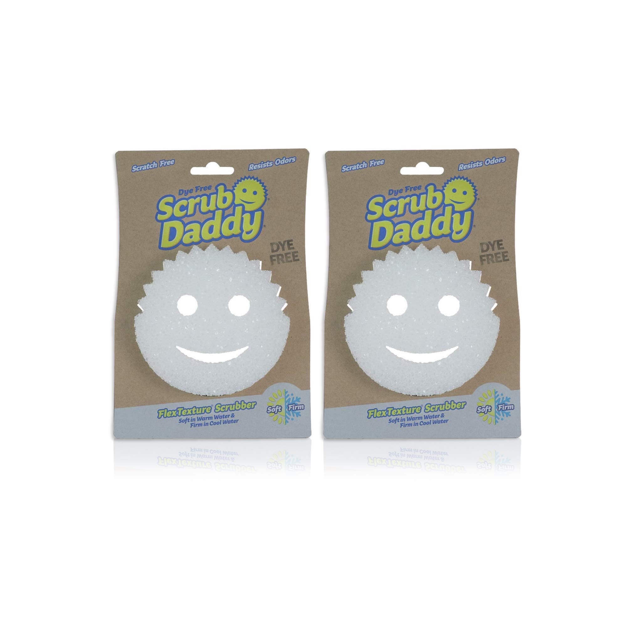 Scrub Daddy Sponge - Dye Free - Scratch-Free Scrubber for Dishes and Home, Odor Resistant, Soft in Warm Water, Firm in Cold, Deep Cleaning, Dishwasher