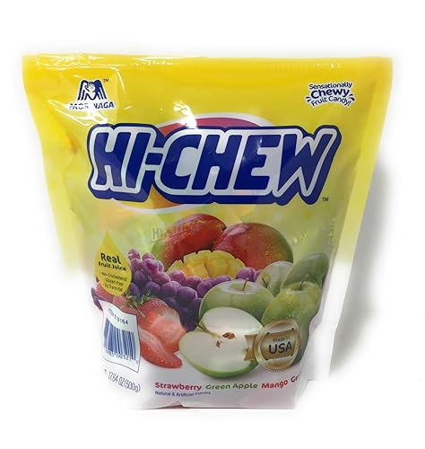 Morinaga Hi -Chew Assorted Flavored 17.64 oz 100+ Individually Wrapped Fruit Chews Mango Grape Strawberry Green Apple