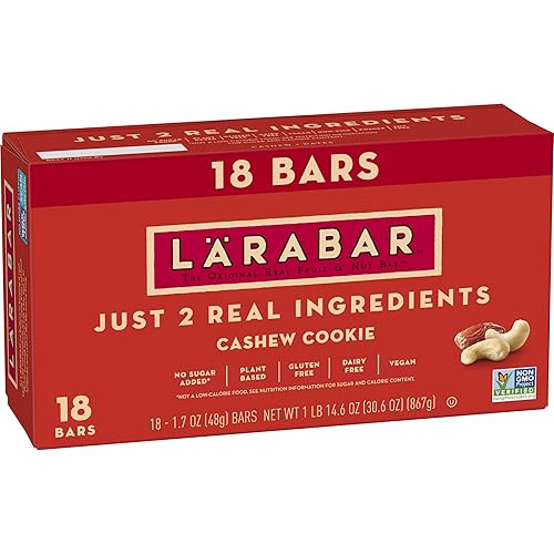 Larabar Cashew Cookie, Fruit and Nut Bars, Gluten Free and Vegan, 30.6 oz, 18 Ct