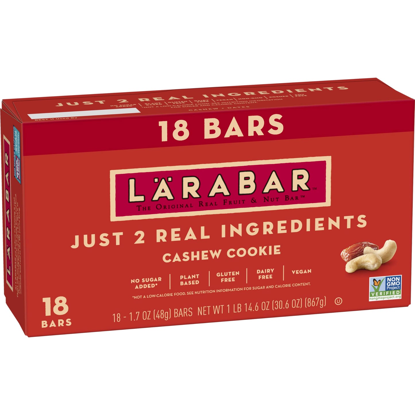 Larabar Cashew Cookie, Fruit and Nut Bars, Gluten Free and Vegan, 30.6 oz, 18 Ct
