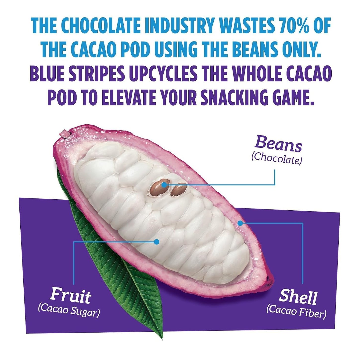 Blue Stripes Whole Cacao Granola - Gluten Free Dark Chocolate Granola for Cereal, Oatmeal, Yogurt, 5g Protein Per Serving, Source of Fiber, Vegan, Low