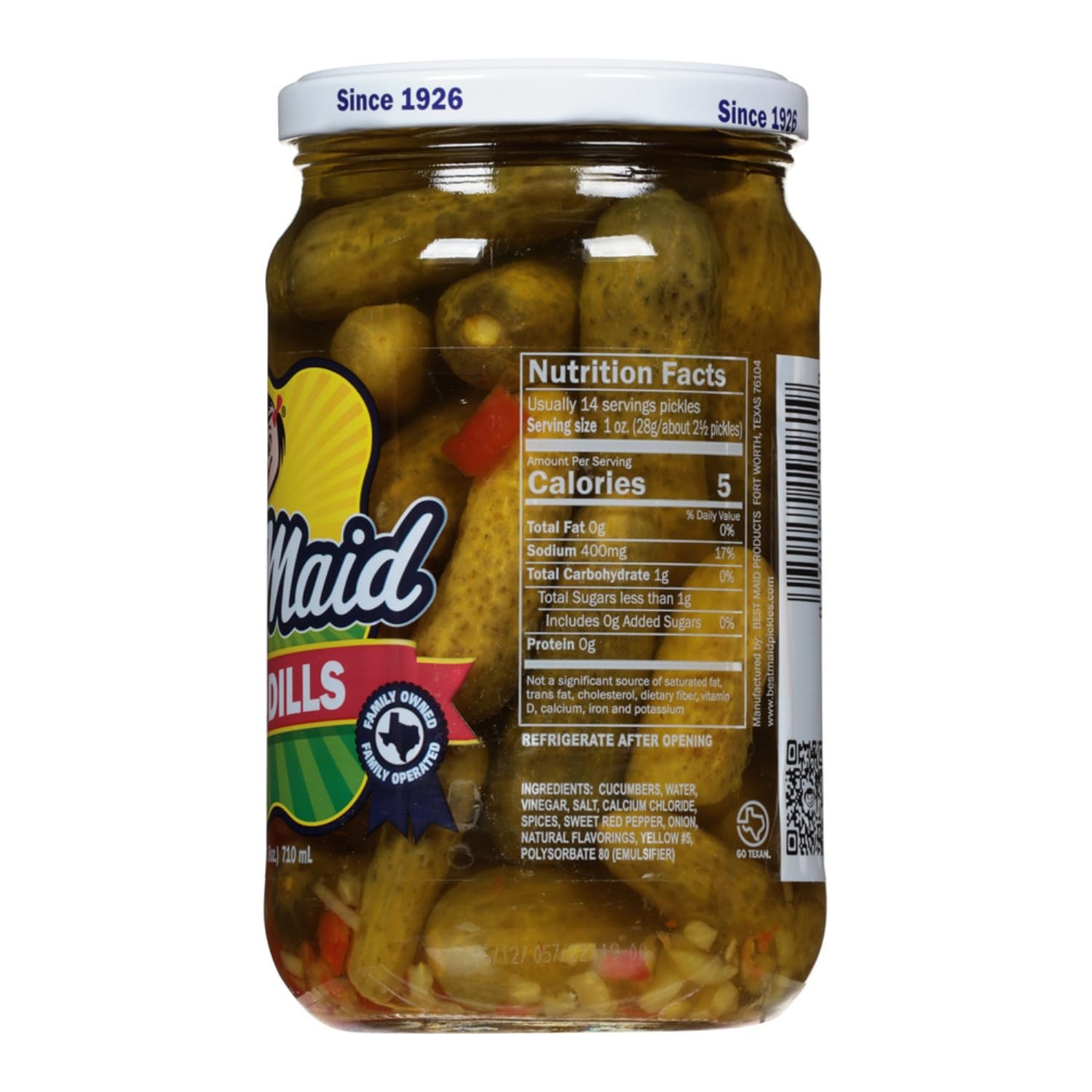 Best Maid Products - 24 Ounce Glass Jars Baby - Dill, Kosher, Hamburger Slices, Garlic Bites, Habanero Chips, & Xtreme Hot Pickles (4 Pack, Baby Dill)
