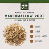 Organic Marshmallow Root Cut & Sifted, by Herb Co, Althaea Officinalis, From Albania & Bulgaria, Kosher, for Skincare to Prepare Oils & Salves