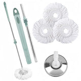 Spin Mop Replacement Handle, Upgraded Reinforced Locking 360° Spinning Adjustable Cleaning Mop, 2 Reinforced Locking Telescopic Rods + 3 Reusable
