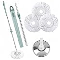 Spin Mop Replacement Handle, Upgraded Reinforced Locking 360° Spinning Adjustable Cleaning Mop, 2 Reinforced Locking Telescopic Rods + 3 Reusable