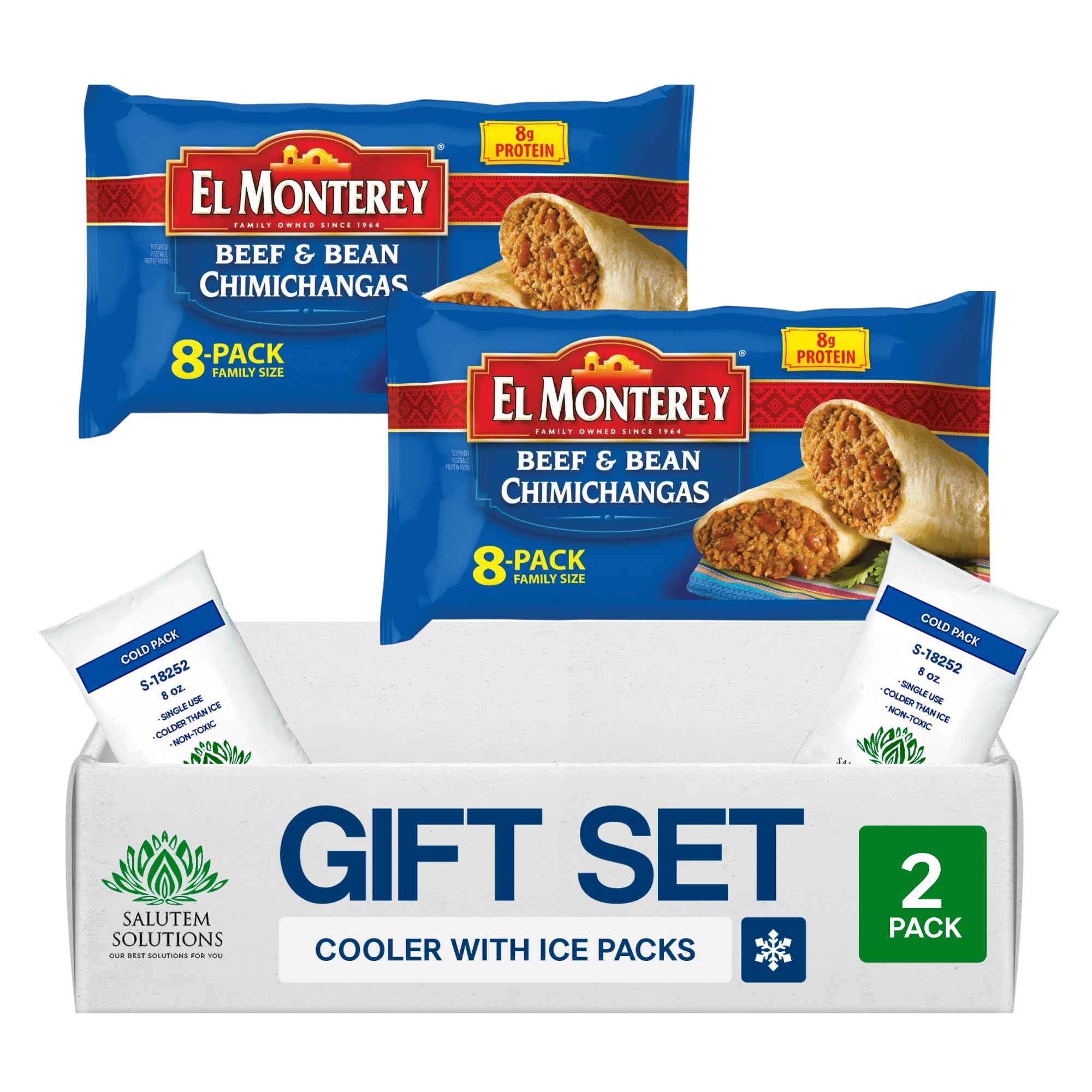 Salutem Vita - Beef & Bean Chimichangas, Frozen Mexican Food Gift Set - Pack of 2