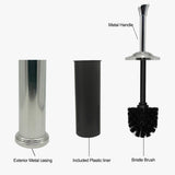 Indecor Home Stainless Steel Toilet Bowl Brush with Holder Metal Bathroom Cleaning Set Rustproof Hygienic Durable Modern Design