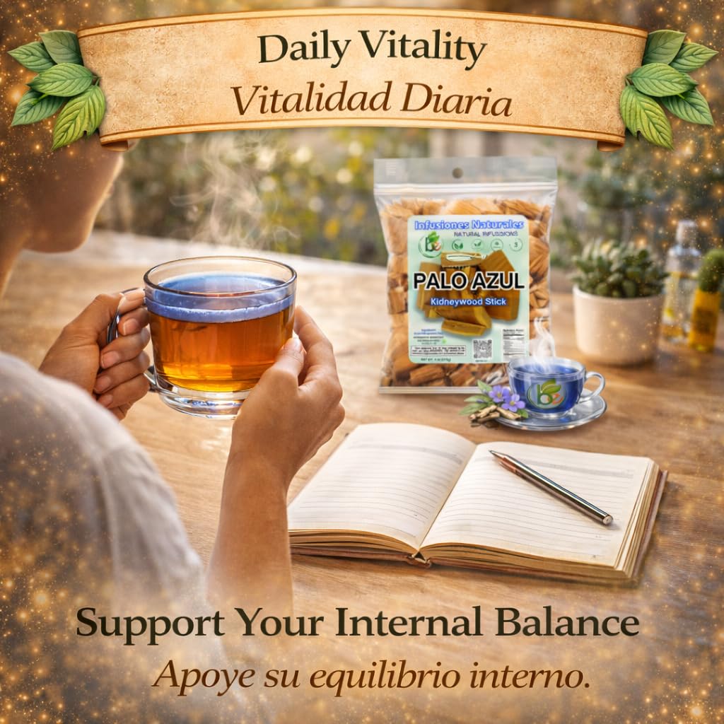 Palo Azul Herbal Tea (4 oz / 113g) - Authentic Kidneywood (Eysenhardtia polystachya) - Visual Blue Fluorescence Infusion - Wildcrafted, 100% Natural
