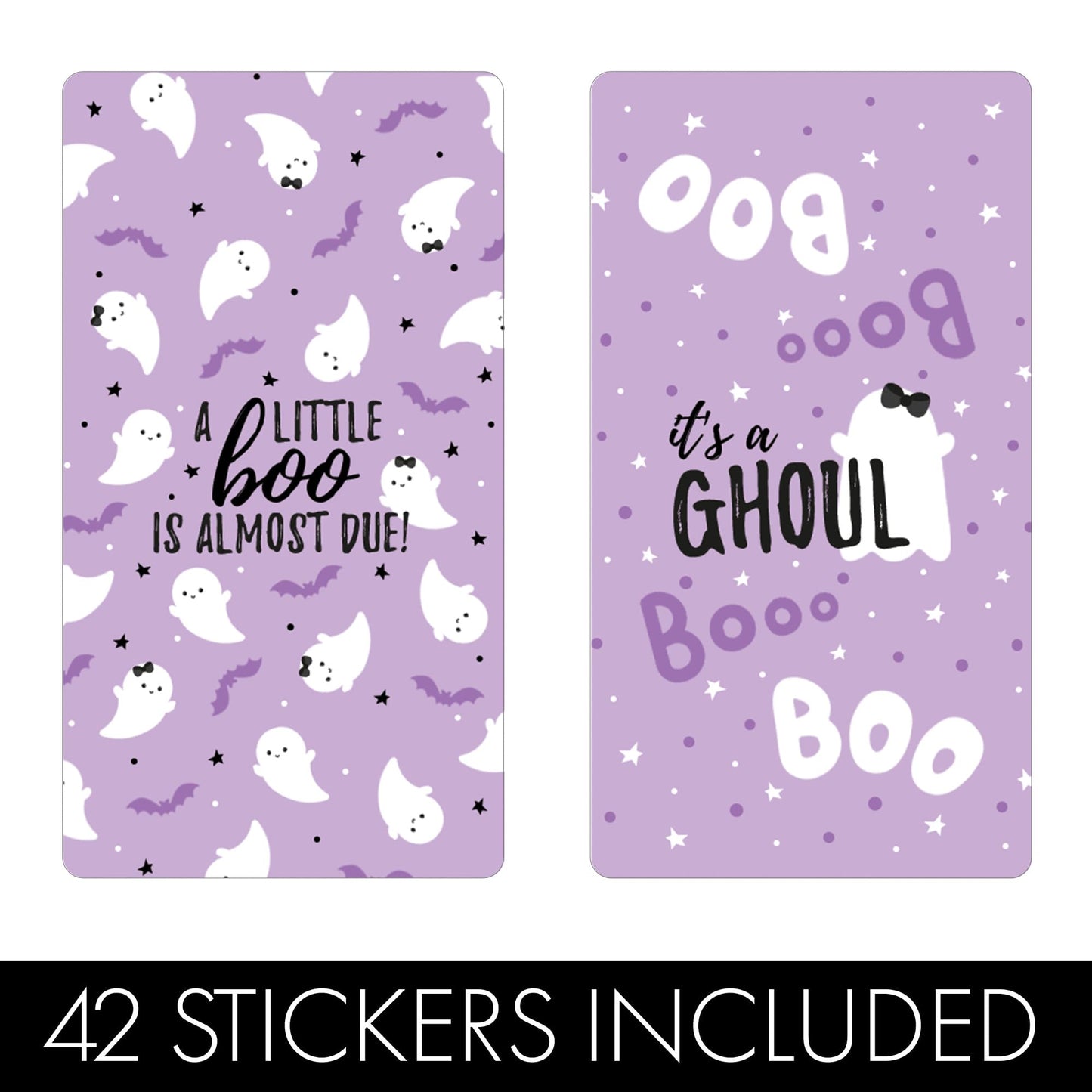 Distinctivs Purple A Little Boo is Almost Due Girl Baby Shower Favors Wrappers for Halloween Baby Shower, 42 Count