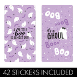Distinctivs Purple A Little Boo is Almost Due Girl Baby Shower Favors Wrappers for Halloween Baby Shower, 42 Count