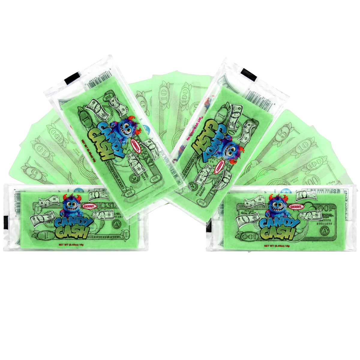 Edible Money Candy, Green Bills in Individual Packs, Fun Novelty Candy for Parties, Gifts, Birthdays, Holidays & Prize Boxes, 4-Pack