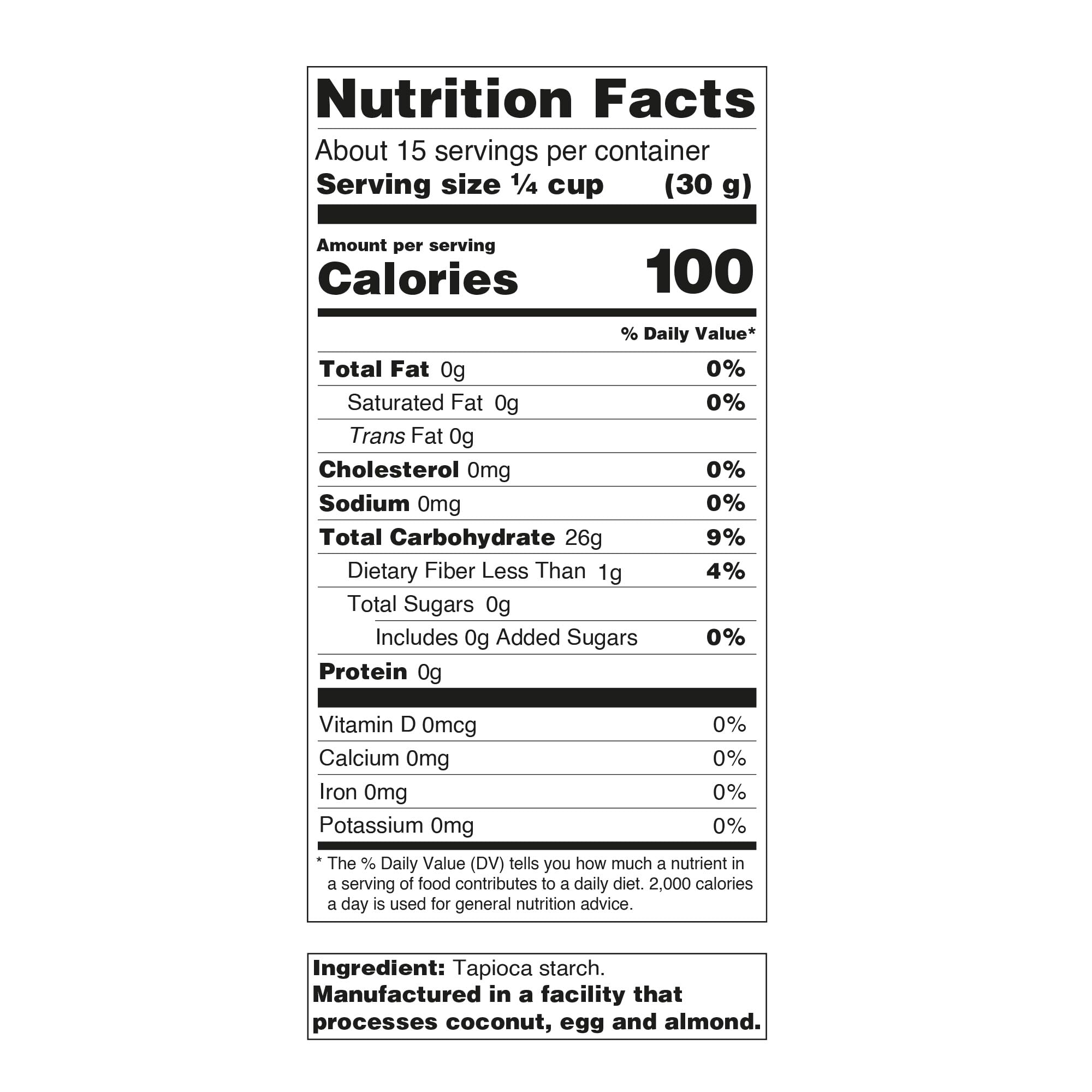 Just About Foods Tapioca Flour, Gluten & Grain Free, No Artificial Flavors, Paleo & Kosher Certified 1 LB