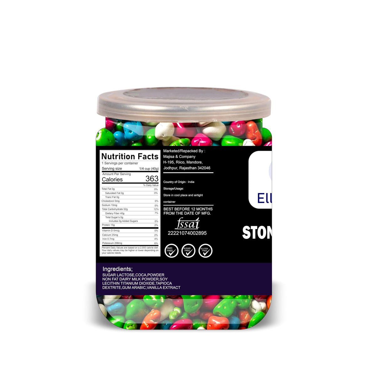 ELLY NUTS Stone Candy 500 Gram Airtight Container
