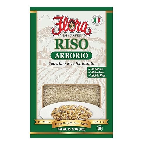 Flora Riso Arborio - Premium Superfino Rice for Risotto, Imported from Italy, 35.27 oz (1kg) - Gluten-Free, All Natural