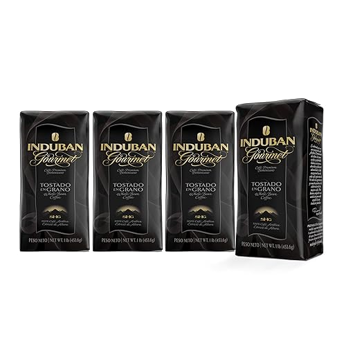 Induban Gourmet, 16 oz Bag, Whole Bean Coffee, Medium Roast - Premium 100% Arabica Coffee from the Dominican Republic (Pack of 4)