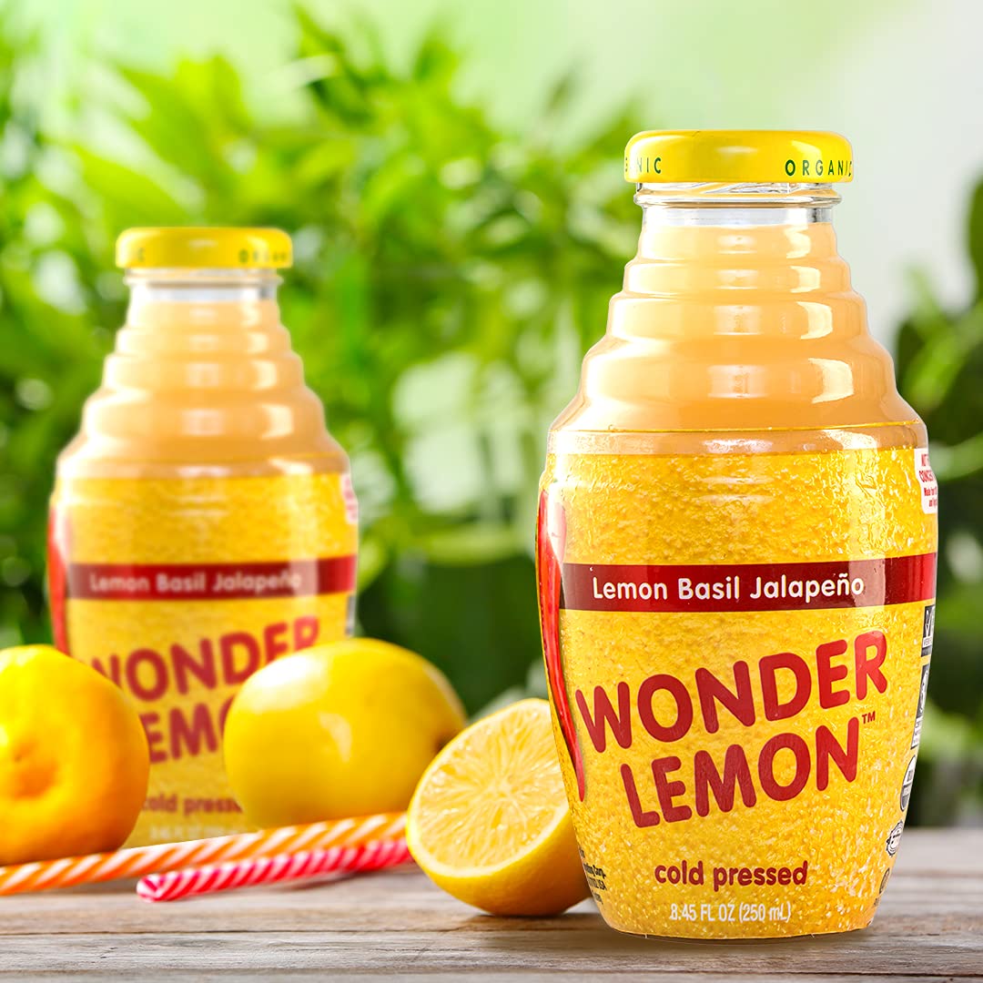 Wonder Lemon Organic Lemon Basil Jalapeno Cold Pressed Juice, 8.45oz (6 Pack)