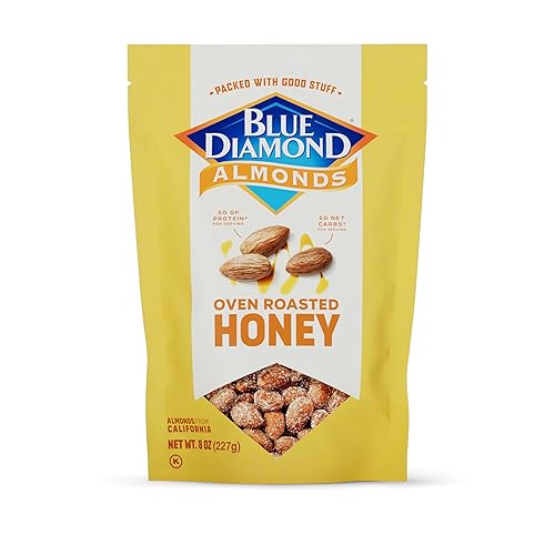 Blue Diamond Almonds, Premium Roasted Honey Snack Nuts For Sweet Treats, With Dessert, or Healthy Choice, 8 Ounce (Pack of 1)