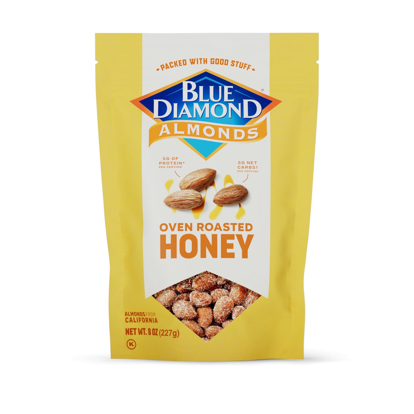 Blue Diamond Almonds, Premium Roasted Honey Snack Nuts For Sweet Treats, With Dessert, or Healthy Choice, 8 Ounce (Pack of 1)